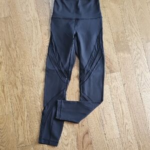 LULULEMON Black High-Waisted Leggings with Mesh Detail 2